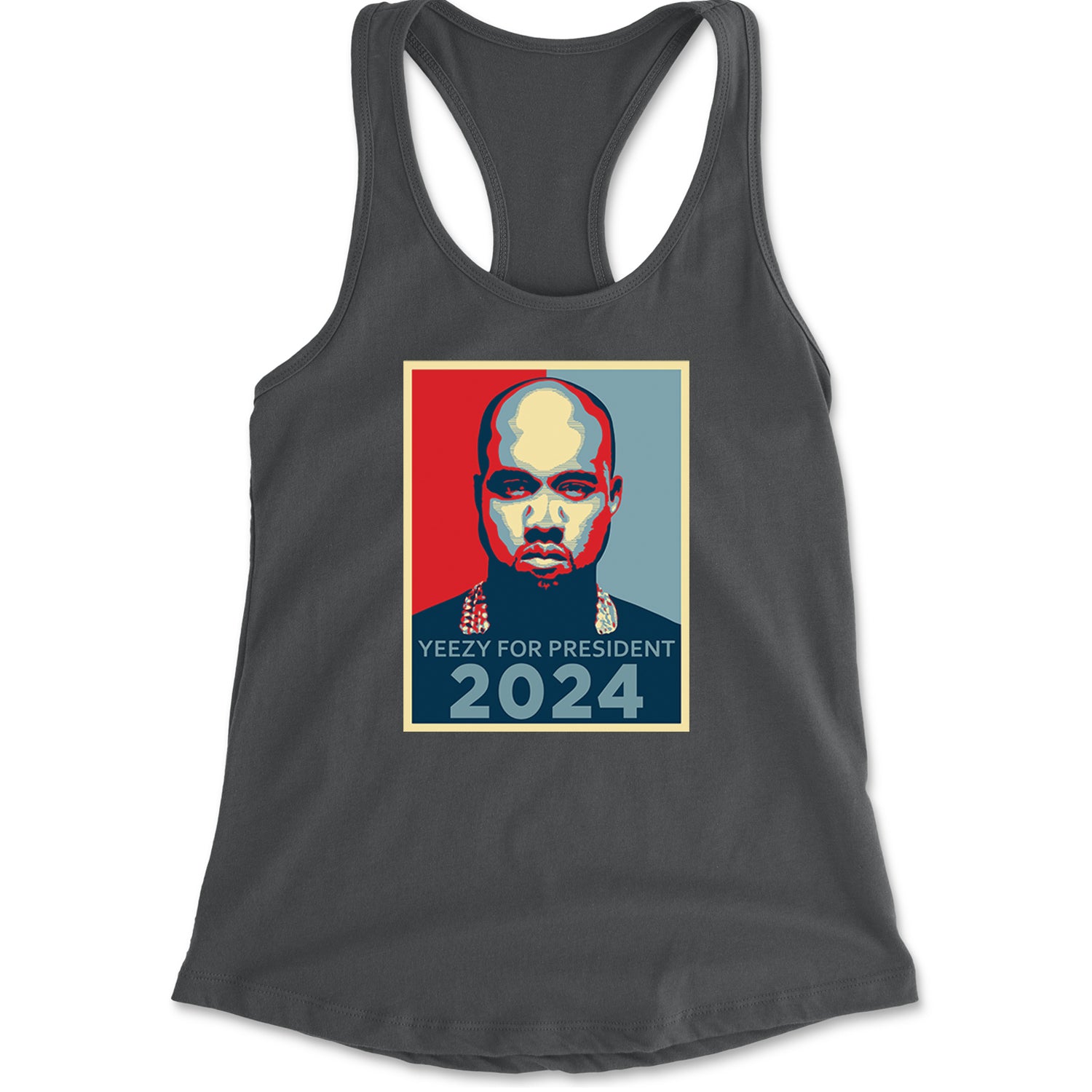 Yeezus For President Vote for Ye Racerback Tank Top for Women Charcoal Grey