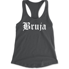 Bruja Gothic Spanish Witch Racerback Tank Top for Women Charcoal Grey