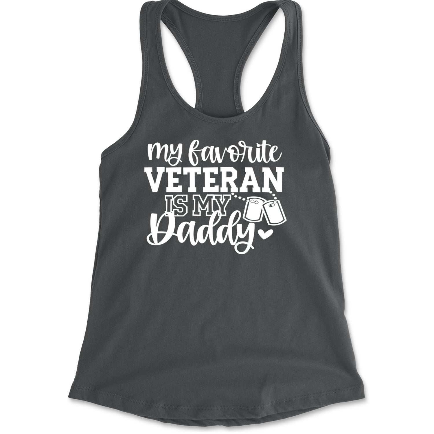 My Favorite Veteran Is My Daddy Racerback Tank Top for Women Charcoal Grey