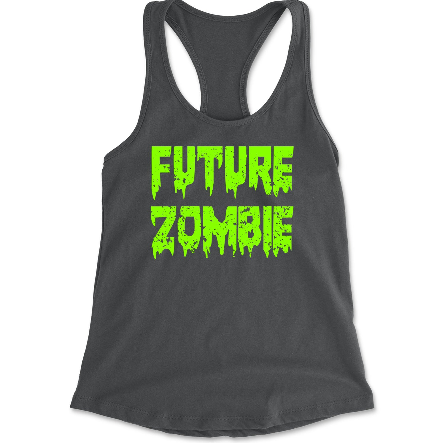 Future Zombie Horror Racerback Tank Top for Women Charcoal Grey