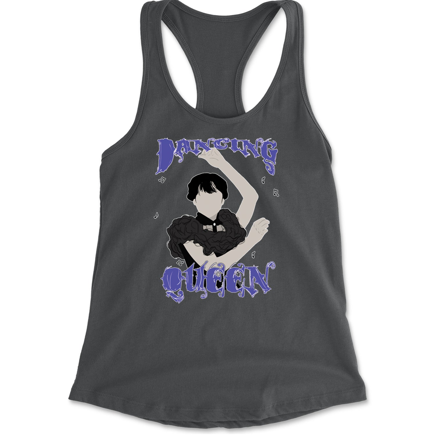 Wednesday Dancing Queen Racerback Tank Top for Women Charcoal Grey