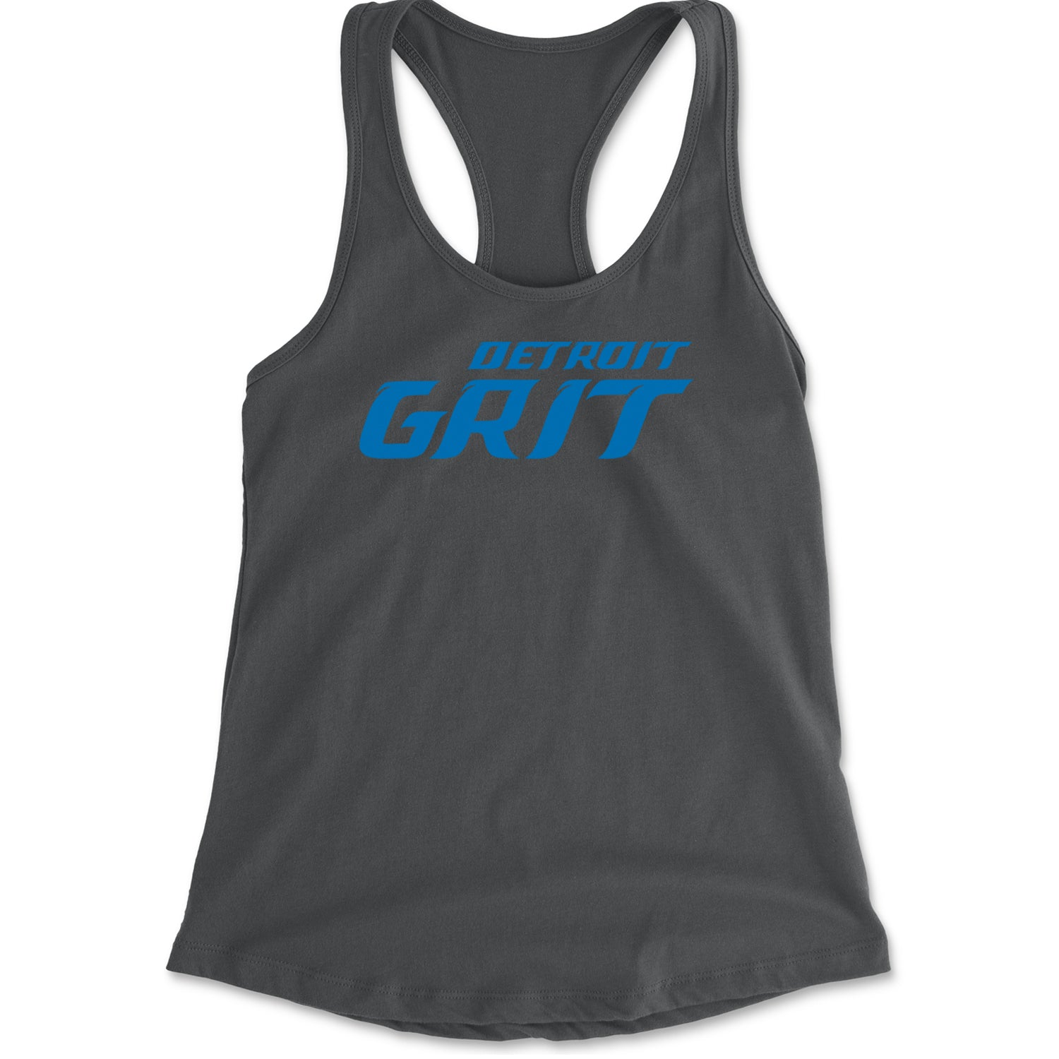 Grit Detroit Football Hard Knocks Racerback Tank Top for Women Charcoal Grey