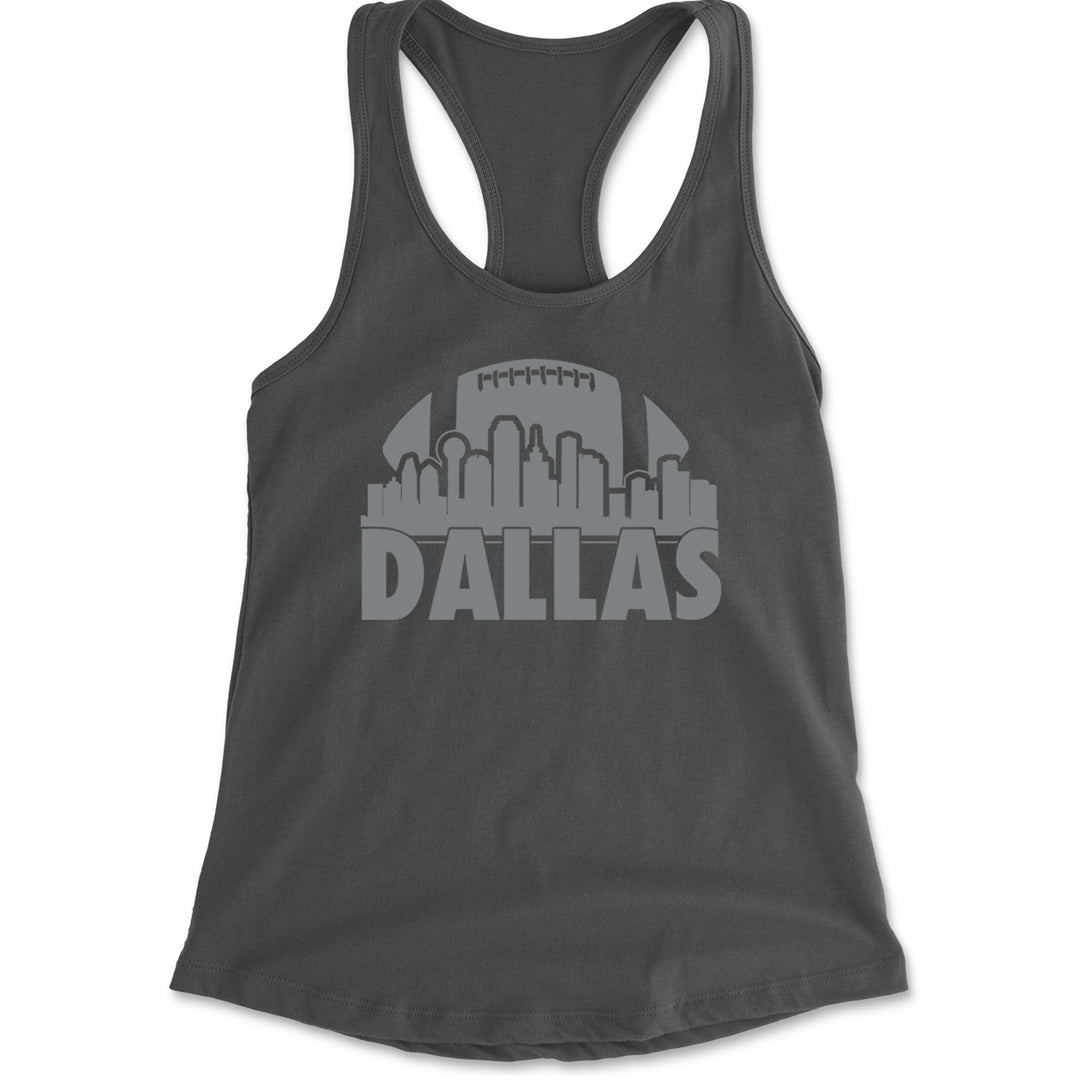 Dallas Texas Skyline Racerback Tank Top for Women Charcoal Grey