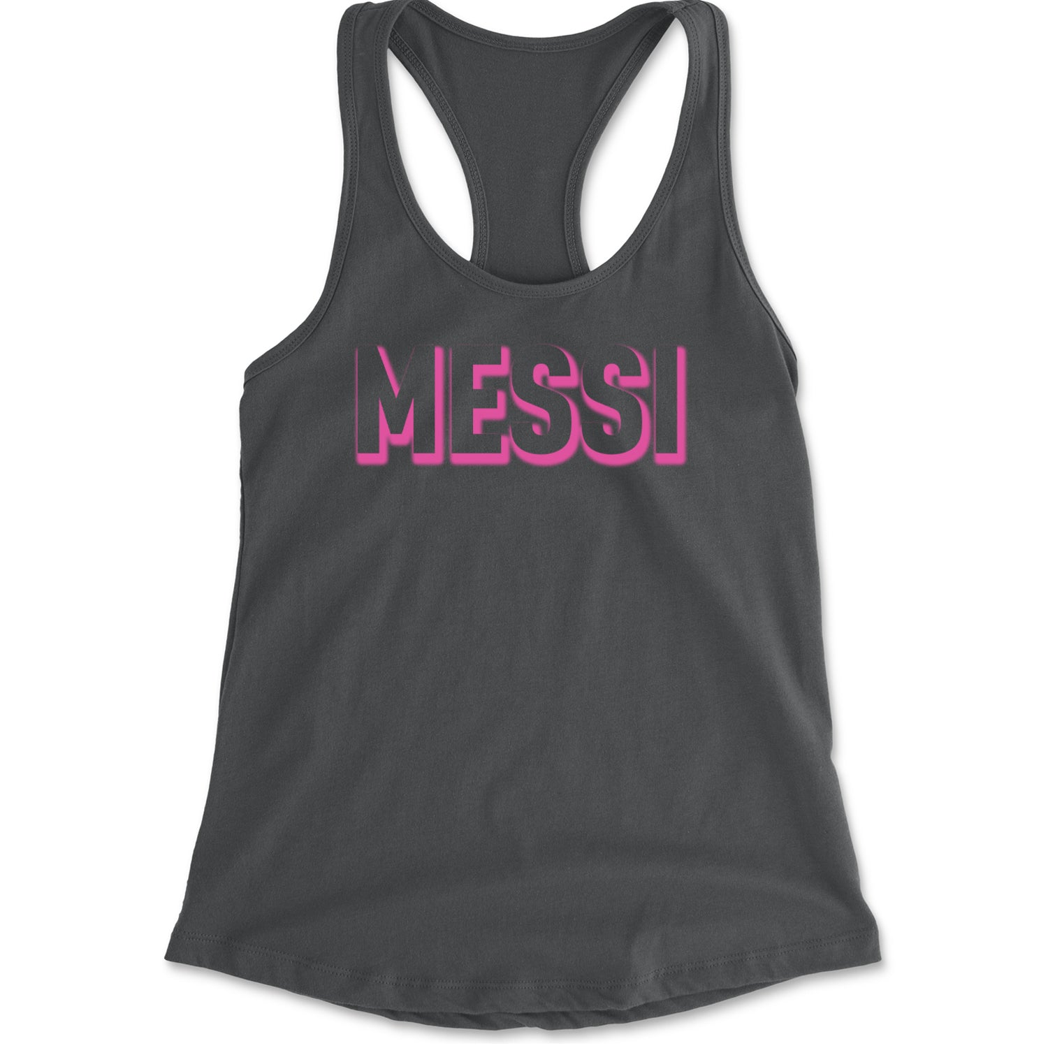 Messi OUTLINE Miami Futbol Racerback Tank Top for Women Charcoal Grey