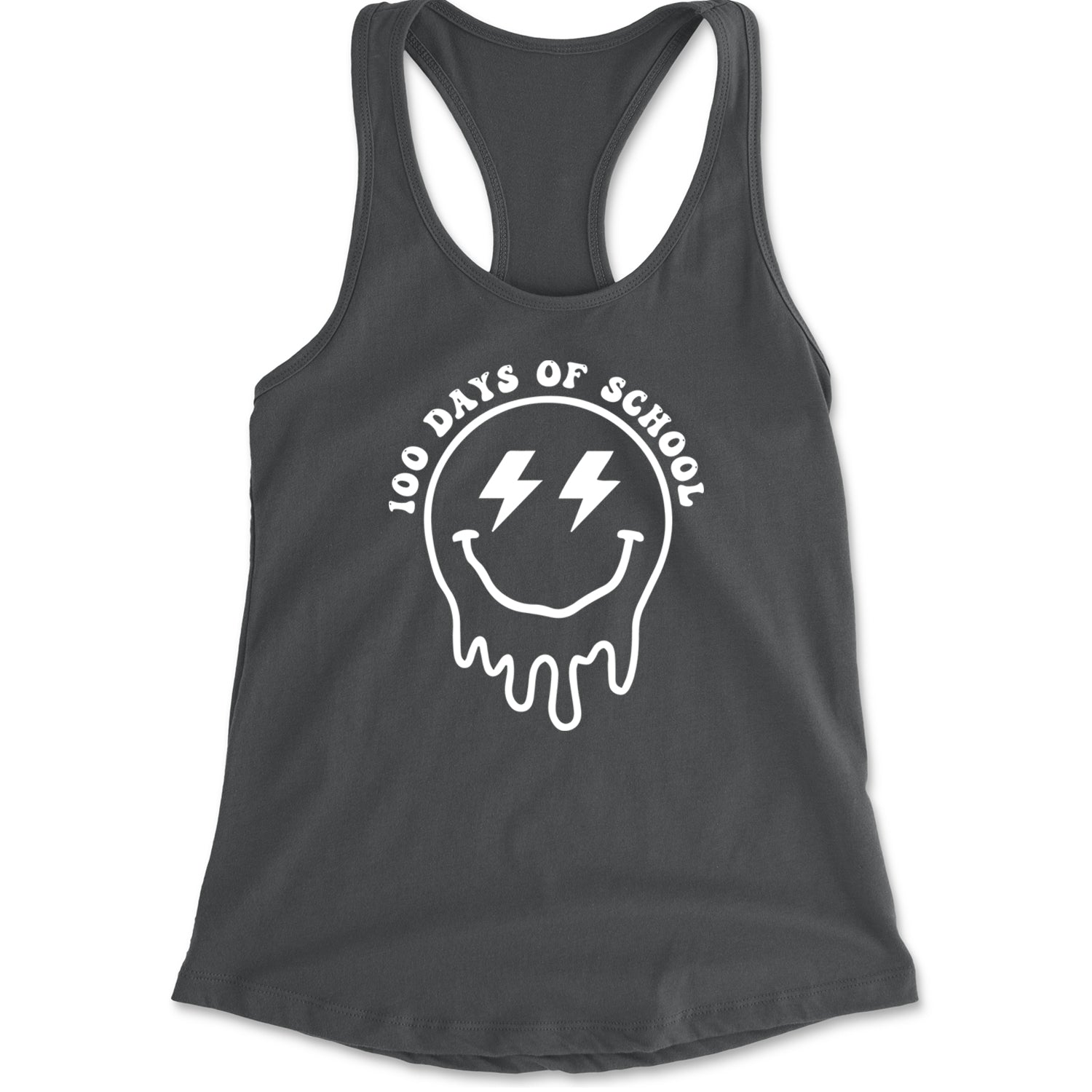 Melting Smile Face 100 Days Of School Racerback Tank Top for Women Charcoal Grey