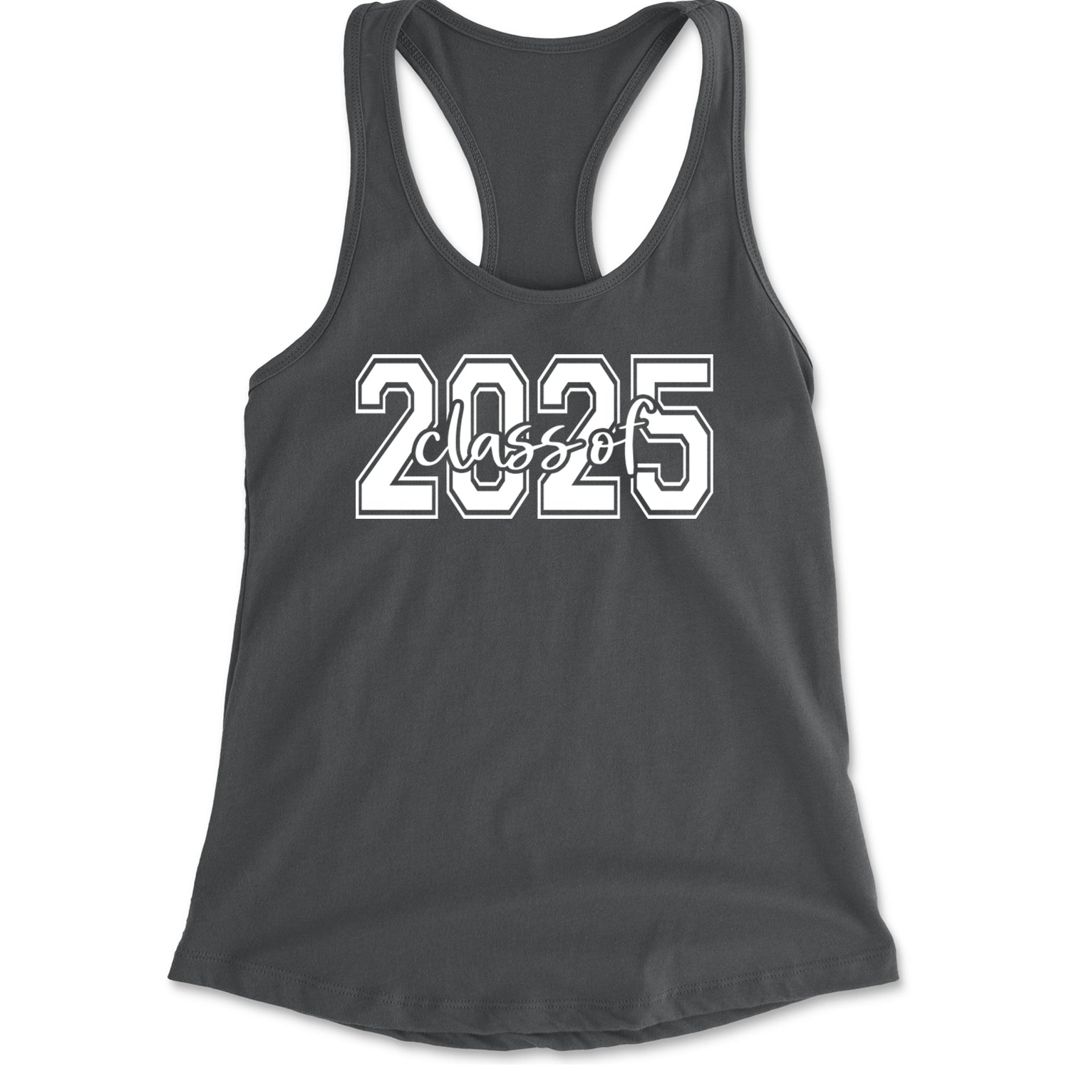 Class Of 2025 Graduation Racerback Tank Top for Women Charcoal Grey