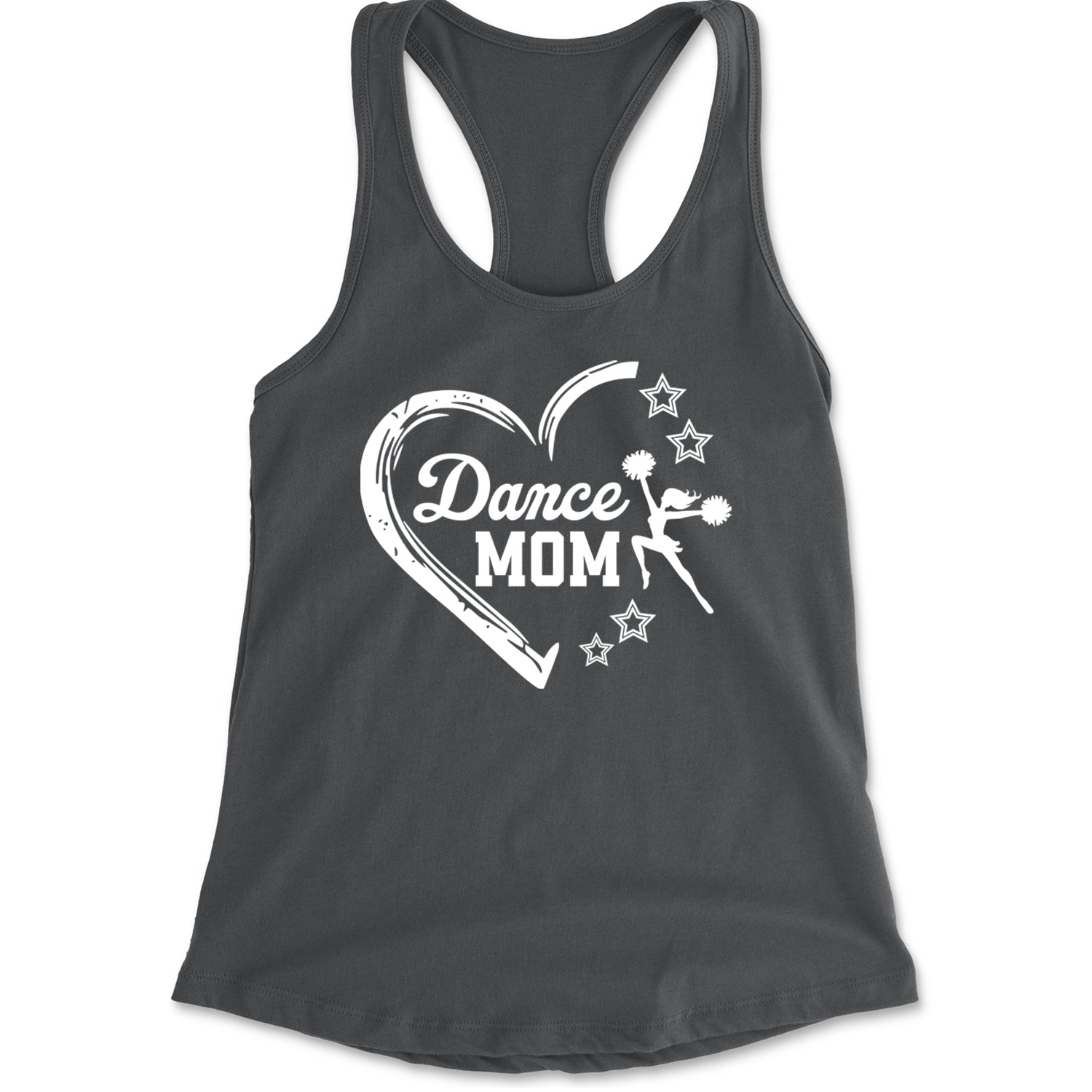 Heart Dance Mom Love Racerback Tank Top for Women Charcoal Grey