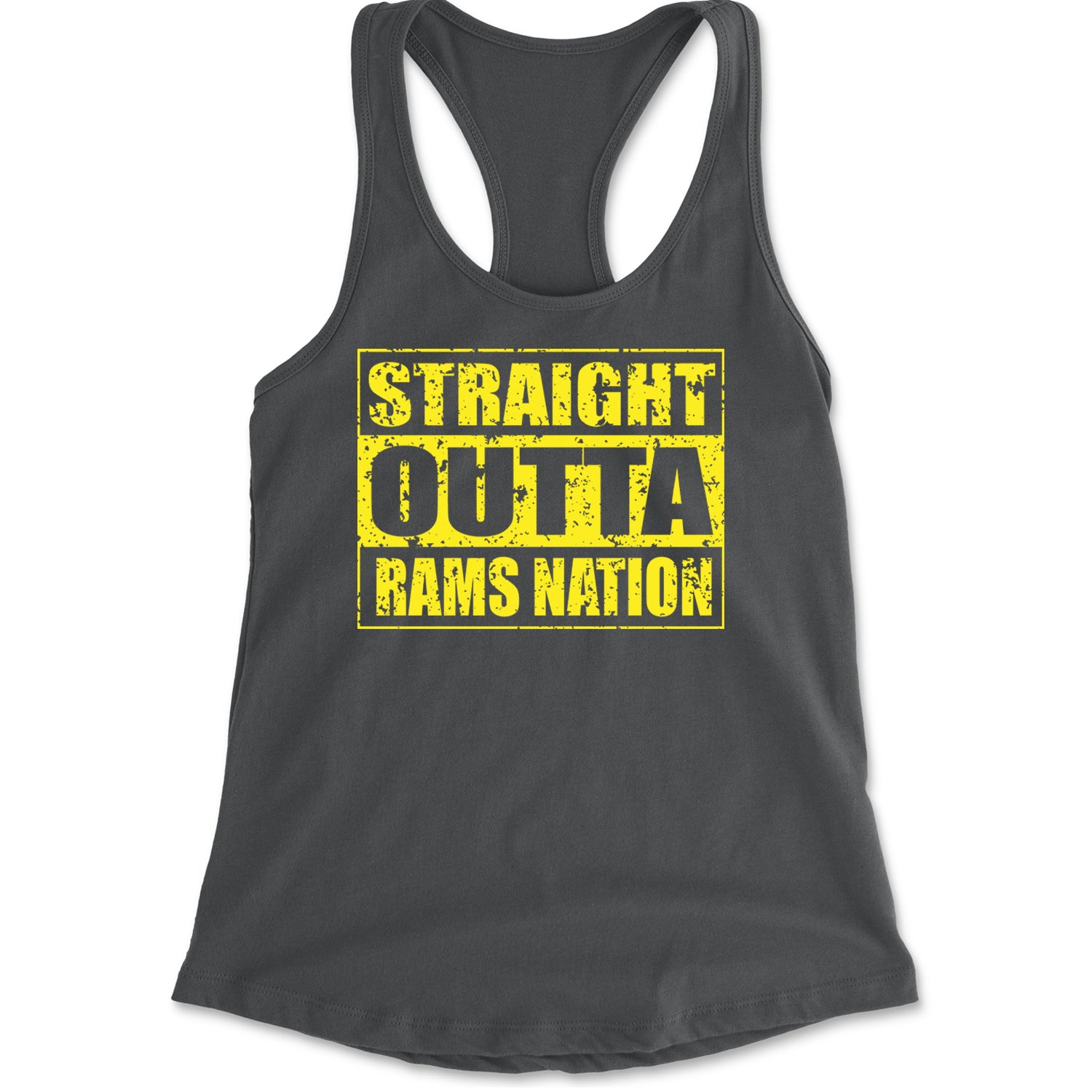 Straight Outta Rams Nation   Racerback Tank Top for Women Charcoal Grey