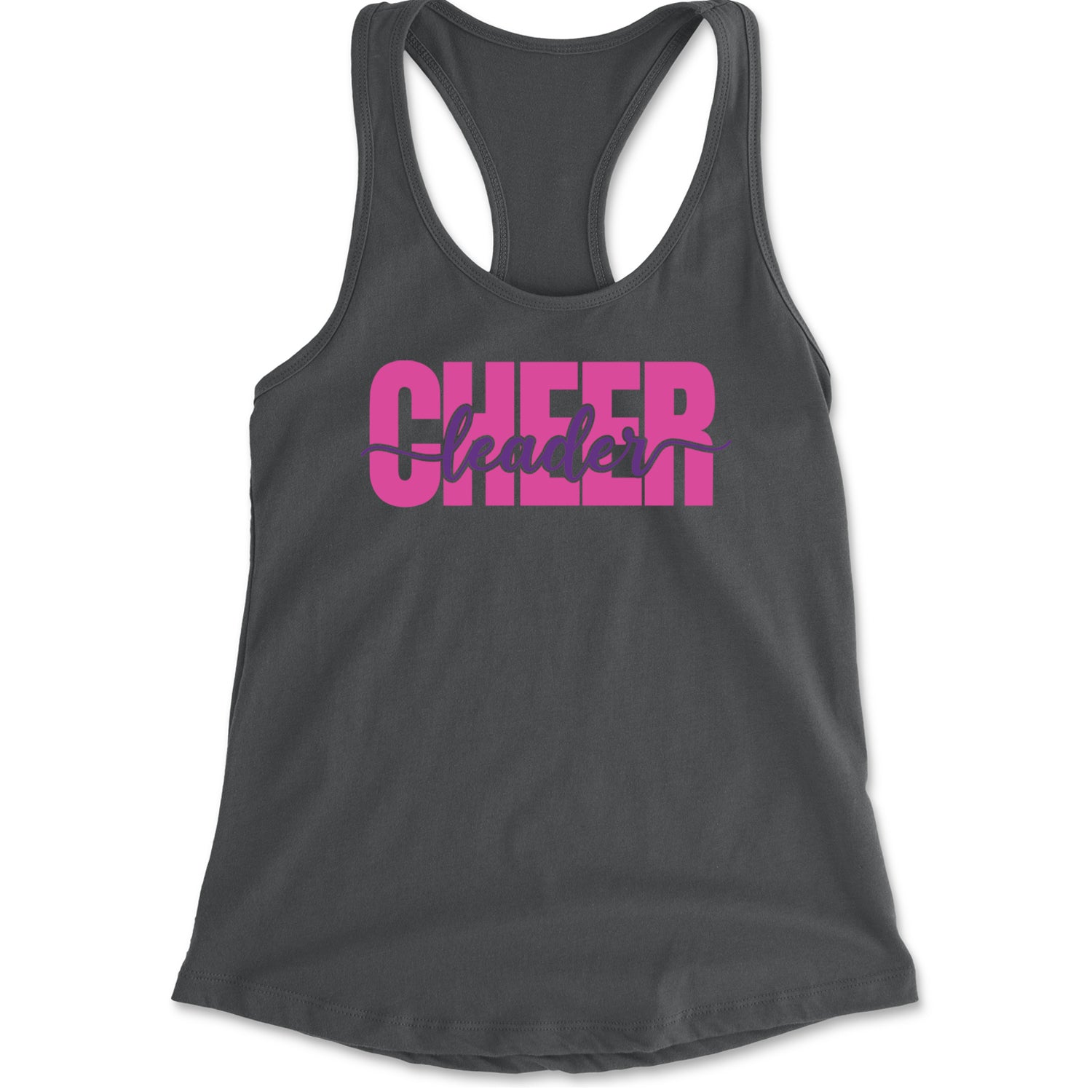 Cheerleader with Scripted Flair Racerback Tank Top for Women Charcoal Grey