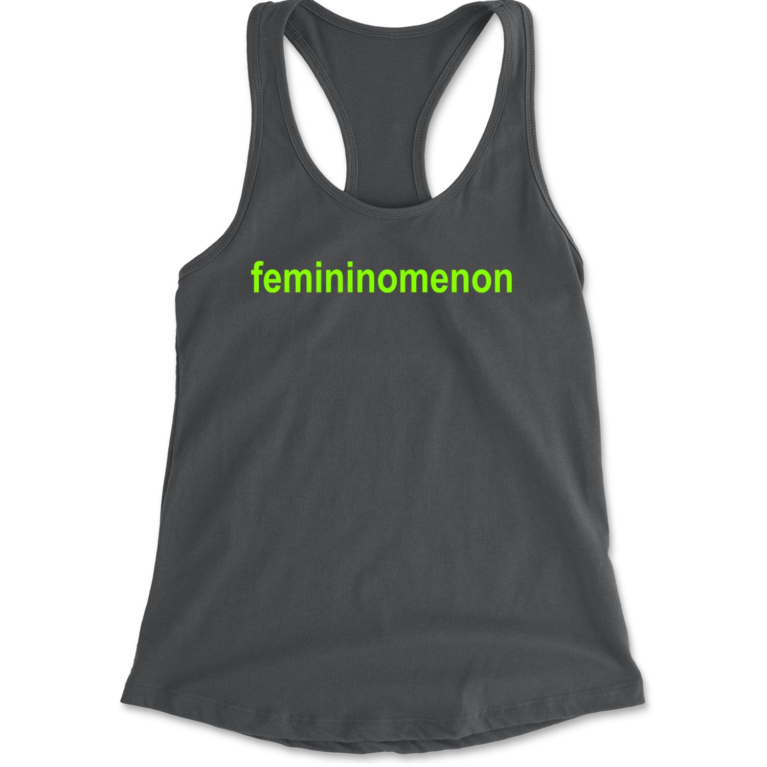 Femininomenon Female Empowerment Racerback Tank Top for Women Charcoal Grey