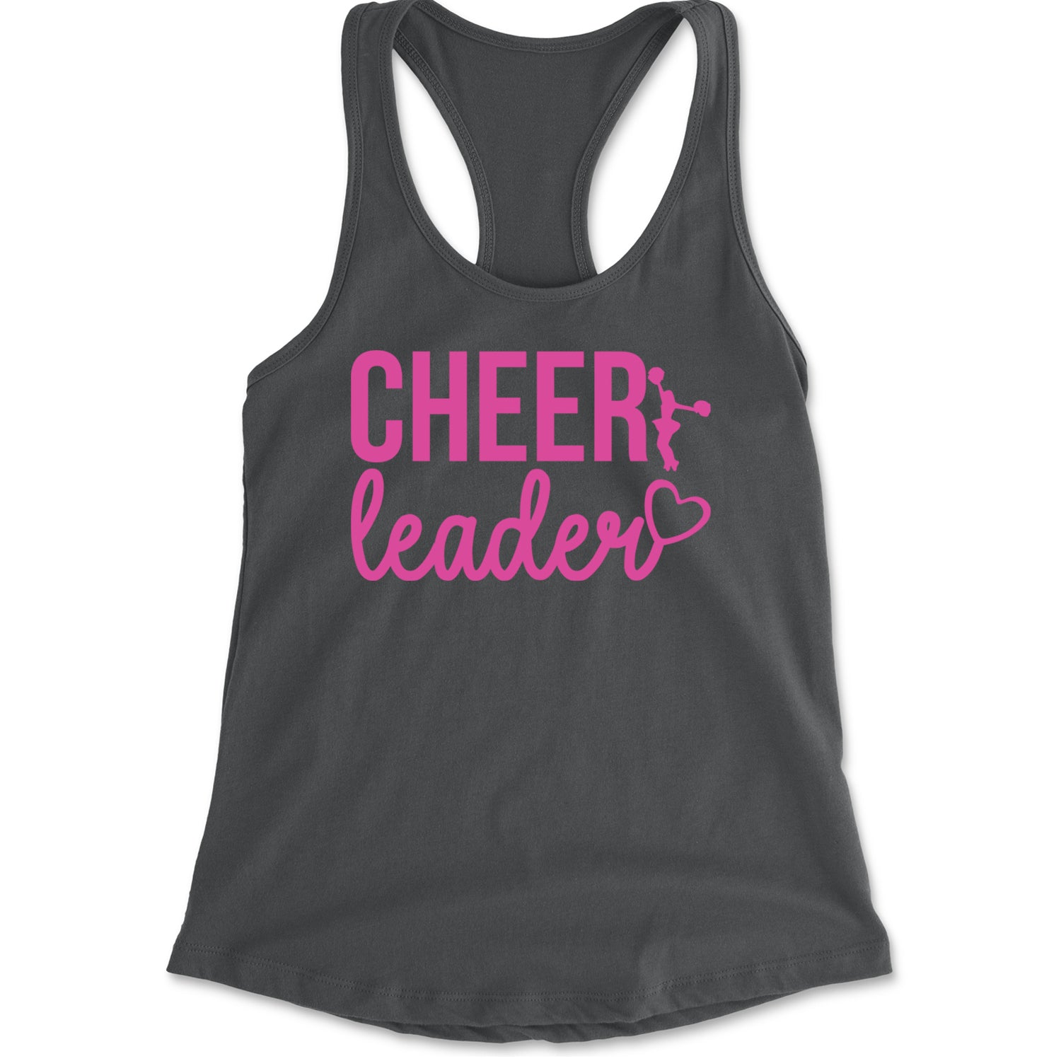 Cheerleader Heart Love Racerback Tank Top for Women Charcoal Grey