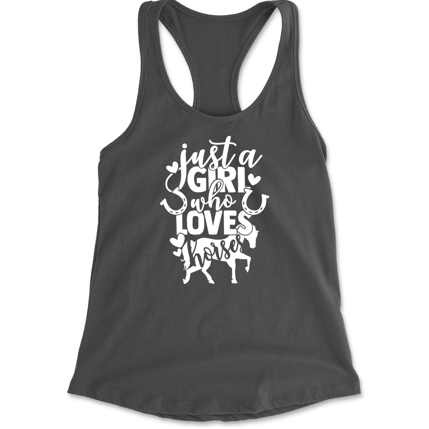 Just A Girl Who Loves Horses Racerback Tank Top for Women Charcoal Grey