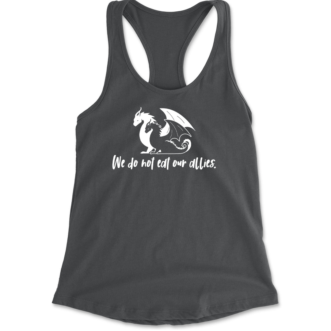We Do Not Eat Our Allies Fourth Wing Basgiath Racerback Tank Top for Women Charcoal Grey