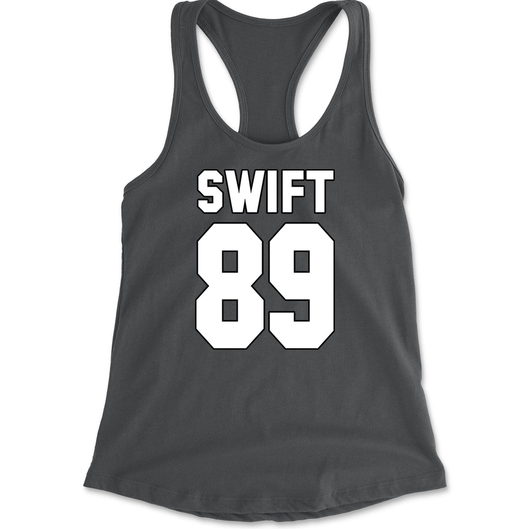 Swift 89 Birth Year Music Fan Era Poets Department Lover Racerback Tank Top for Women Charcoal Grey