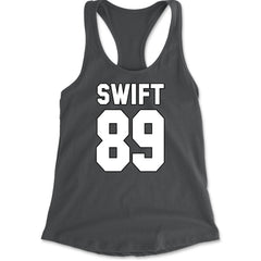 Swift 89 Birth Year Music Fan Era Poets Department Lover Racerback Tank Top for Women Charcoal Grey
