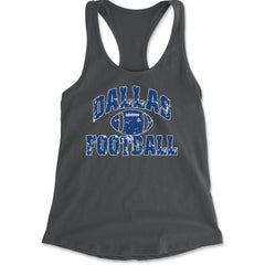 Dallas Distressed Football Racerback Tank Top for Women Charcoal Grey