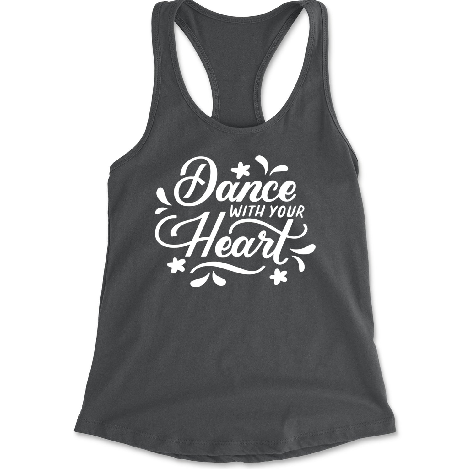 Dance With Your Heart Racerback Tank Top for Women Charcoal Grey