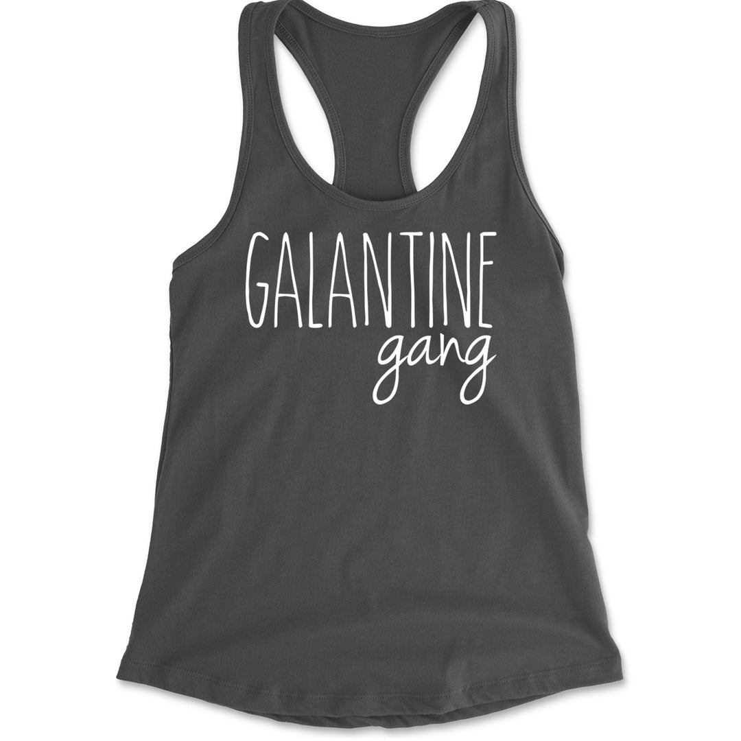 Galentine Gang Valentine's Shirt Racerback Tank Top for Women Charcoal Grey