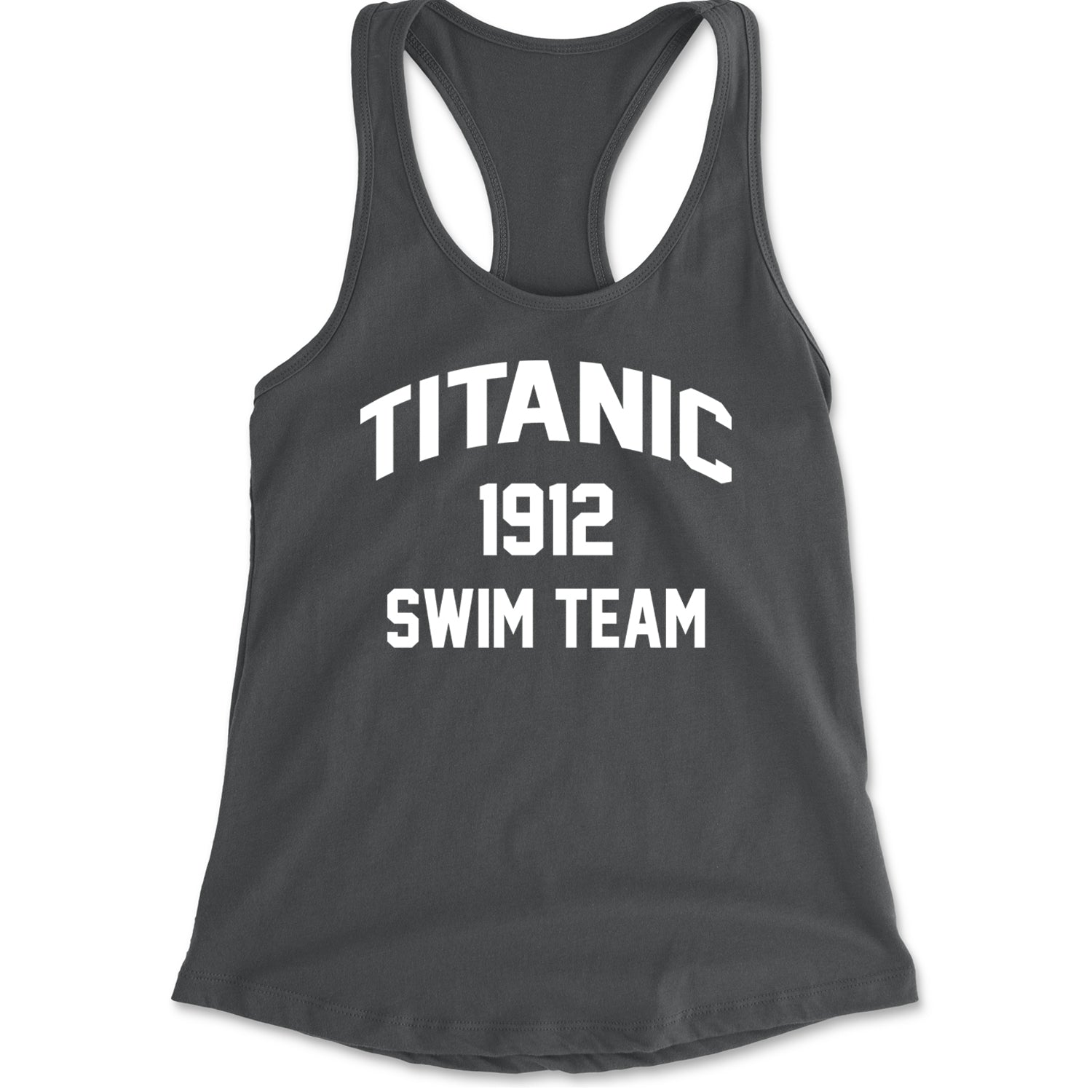 Titanic Swim Team 1912 Funny Cruise Racerback Tank Top for Women Charcoal Grey