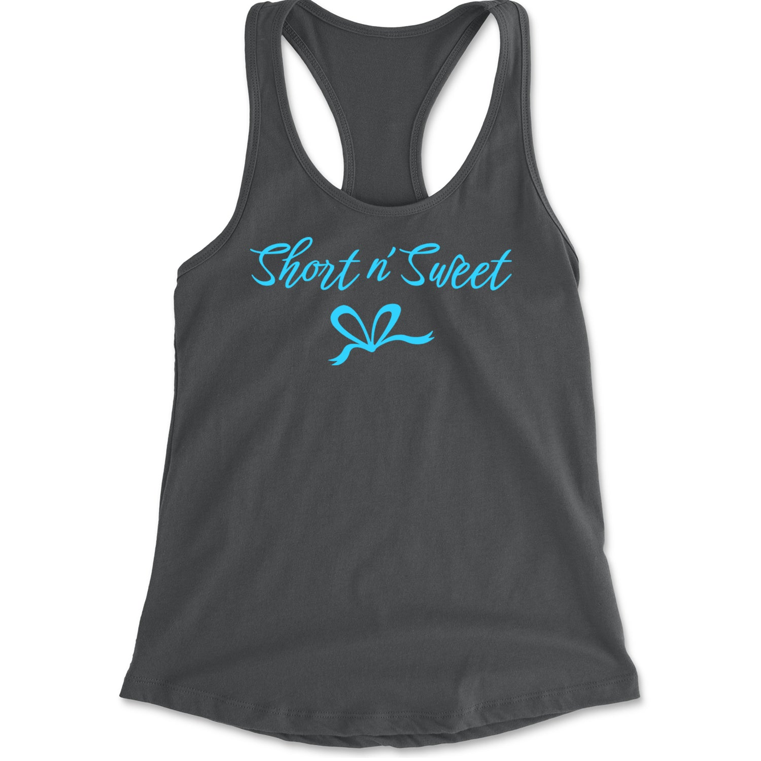 Bow Short N' Sweet Music Racerback Tank Top for Women Charcoal Grey