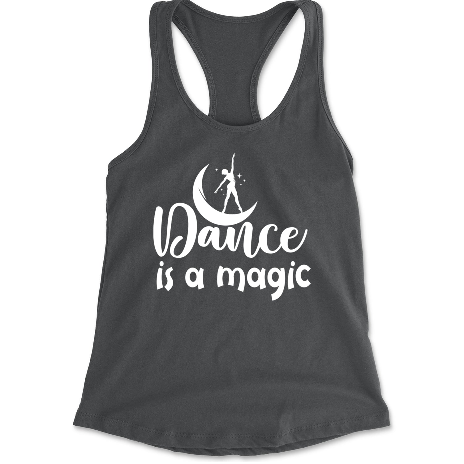 Dance Is Magic Racerback Tank Top for Women Charcoal Grey