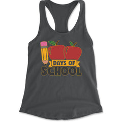100 Days Of School Apple Pencil Racerback Tank Top for Women Charcoal Grey