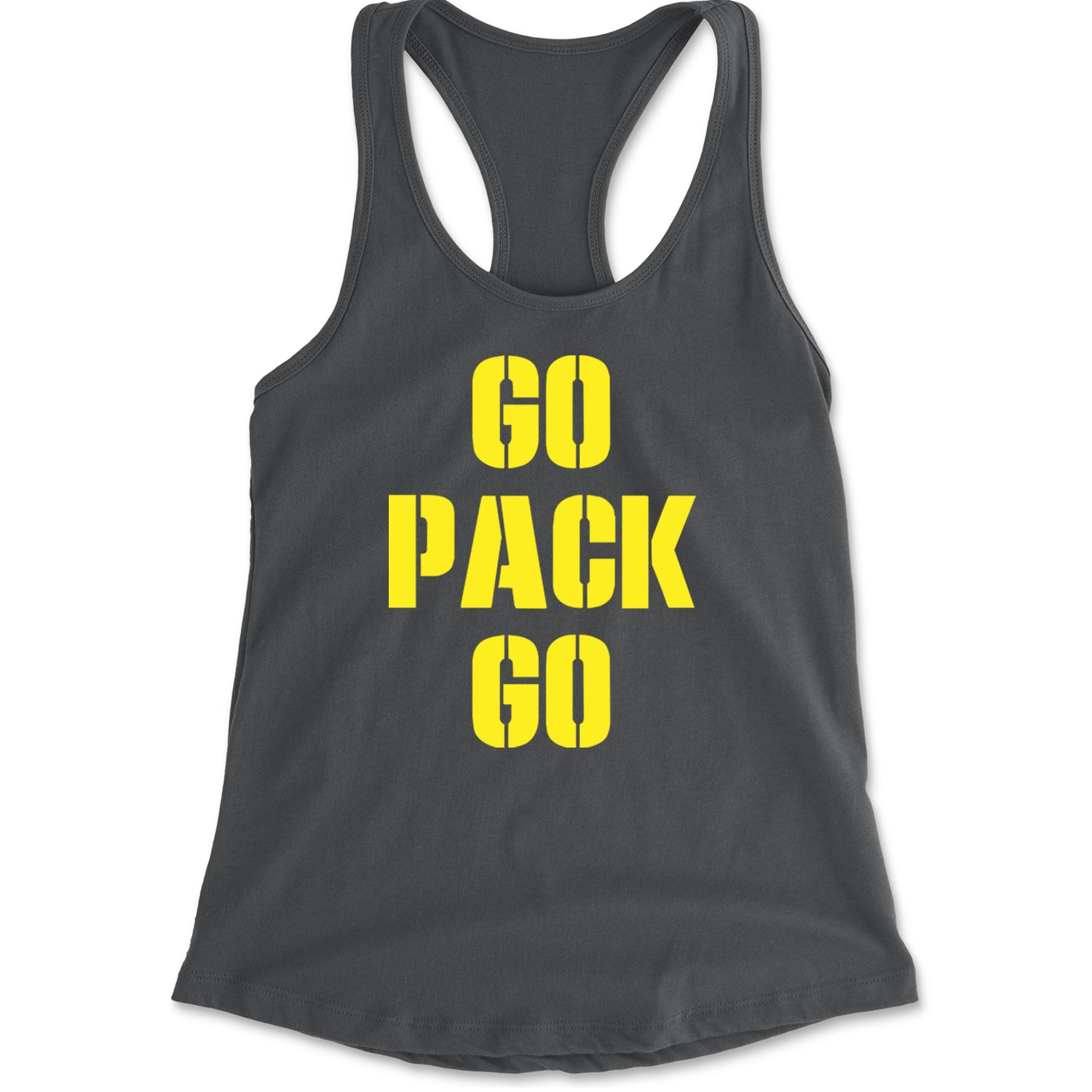 Go Pack Go Green Bay Racerback Tank Top for Women Charcoal Grey