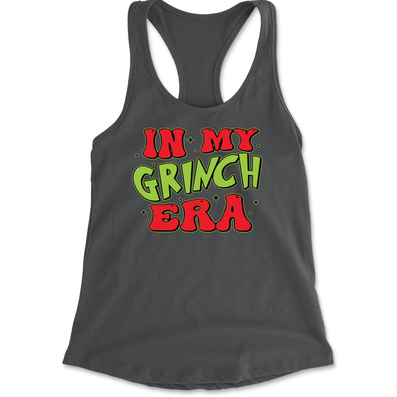 In My Gr-nch Era Jolly Merry Christmas Racerback Tank Top for Women Charcoal Grey