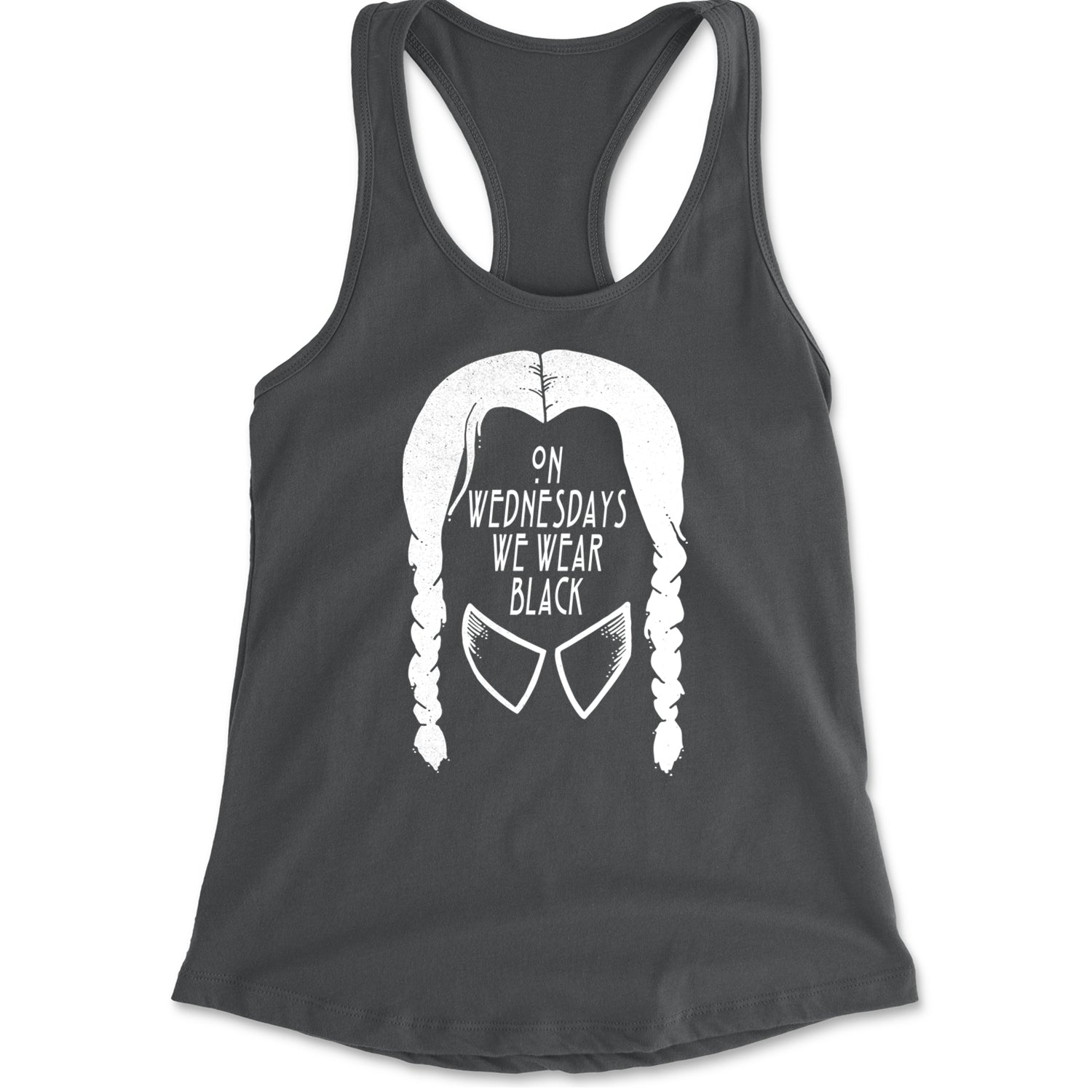 On Wednesdays, We Wear Black Racerback Tank Top for Women Charcoal Grey