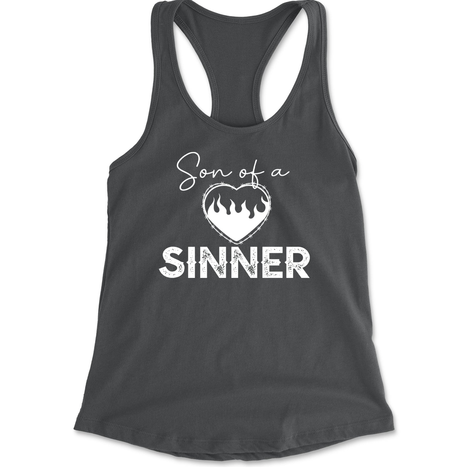 Son Of A Sinner Somebody Save Me From Myself  Racerback Tank Top for Women Charcoal Grey