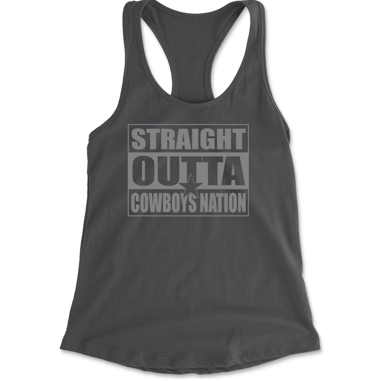 Straight Outta Cowboys Nation   Racerback Tank Top for Women Charcoal Grey