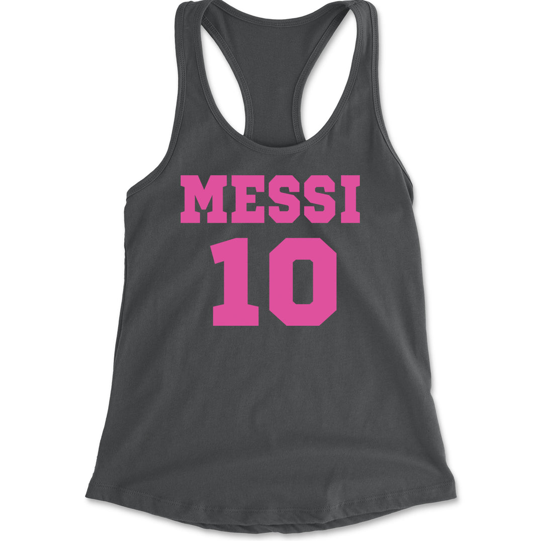 Messi World Soccer Futbol Messiami Racerback Tank Top for Women Charcoal Grey