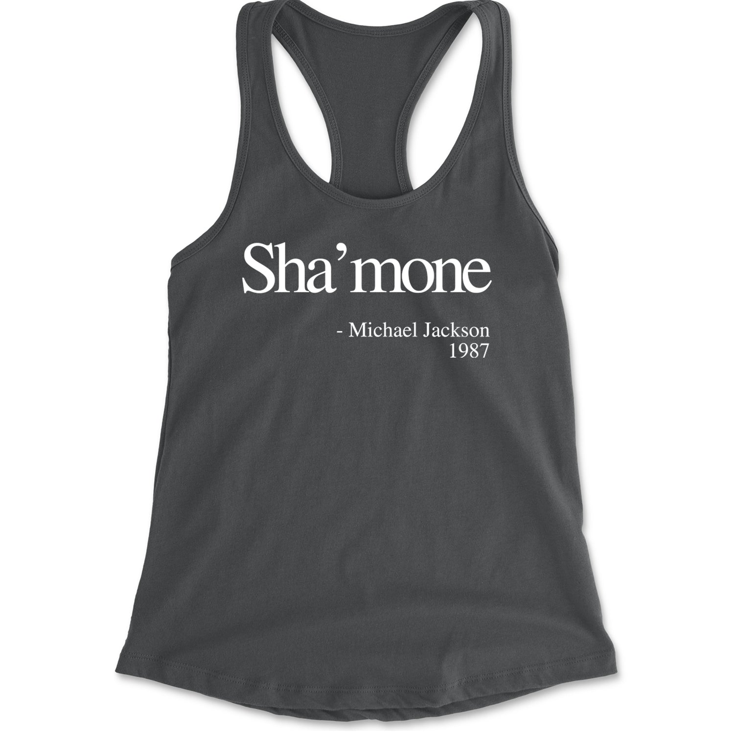 Sha'mone Quote King Of Pop Racerback Tank Top for Women Charcoal Grey