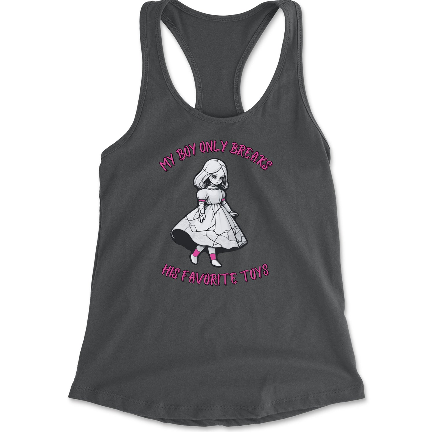 My Boy Only Breaks His Favorite Toys TTPD Music Racerback Tank Top for Women Charcoal Grey