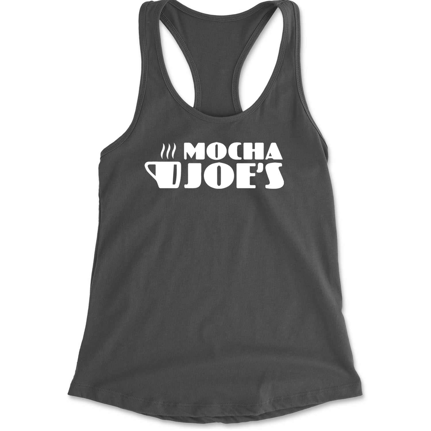 Mocha Joe's Enthusiastic Coffee Racerback Tank Top for Women Charcoal Grey