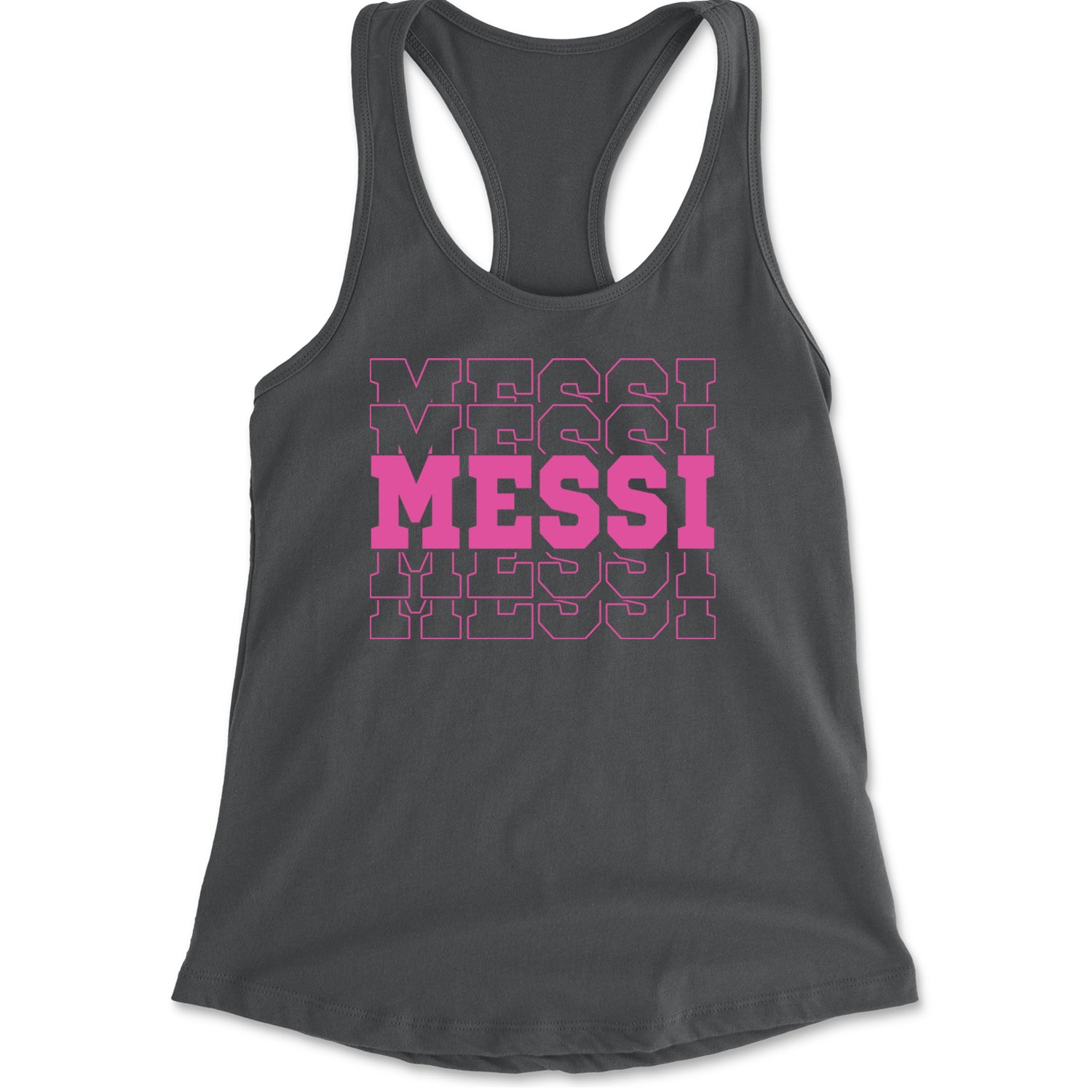 Messi Miami Futbol Racerback Tank Top for Women Charcoal Grey