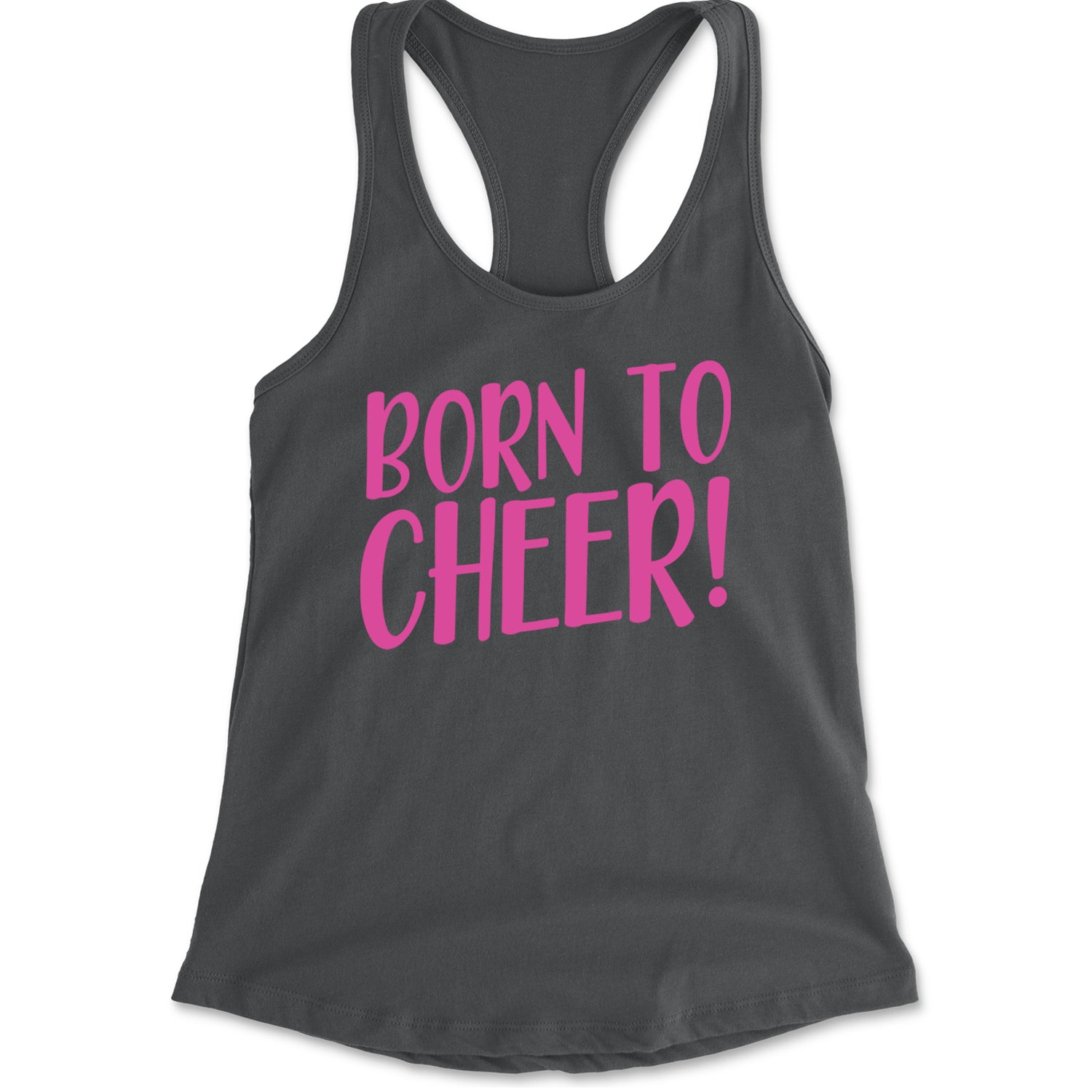 Born To Cheer Racerback Tank Top for Women Charcoal Grey