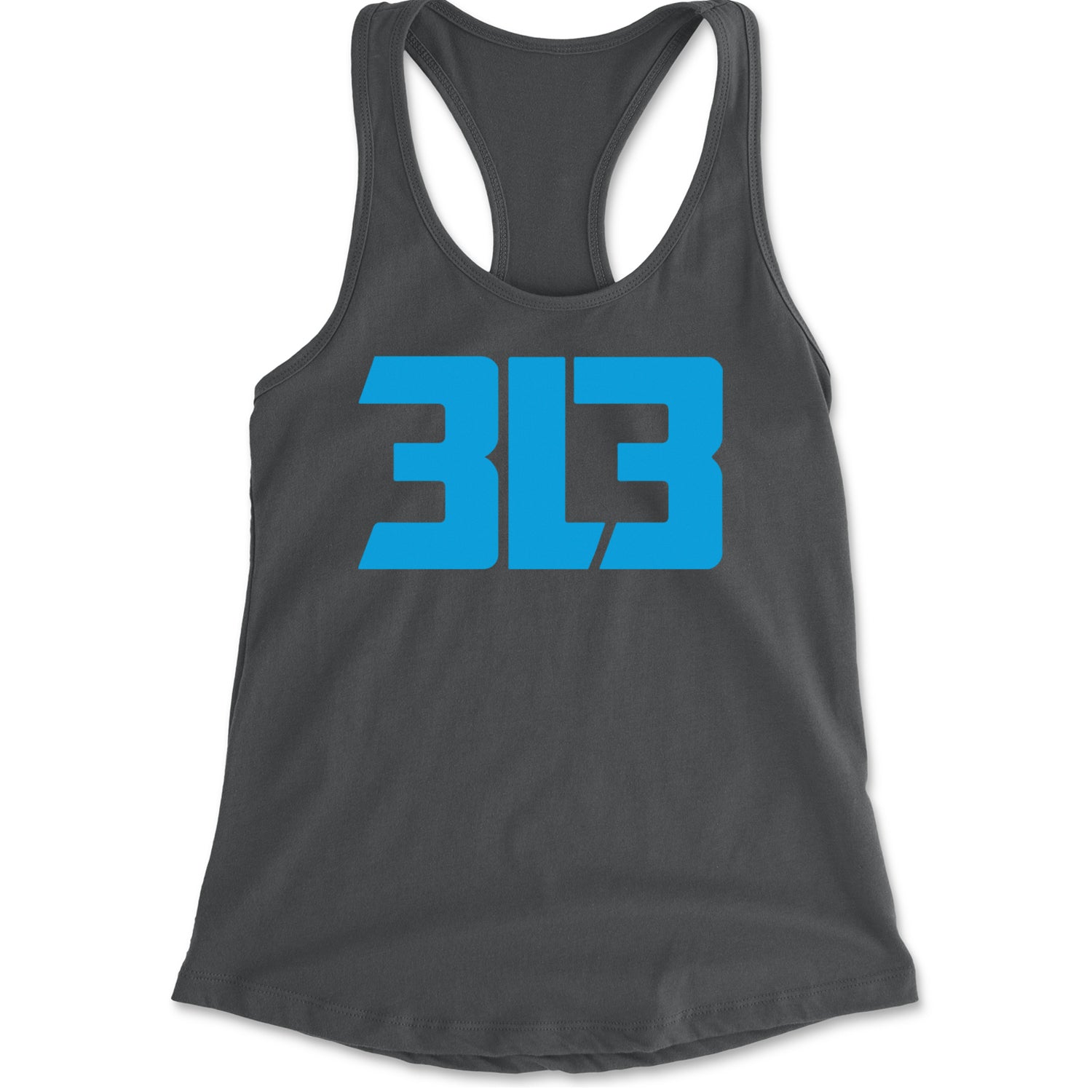 3L3 From The 313 Detroit Football Racerback Tank Top for Women Charcoal Grey