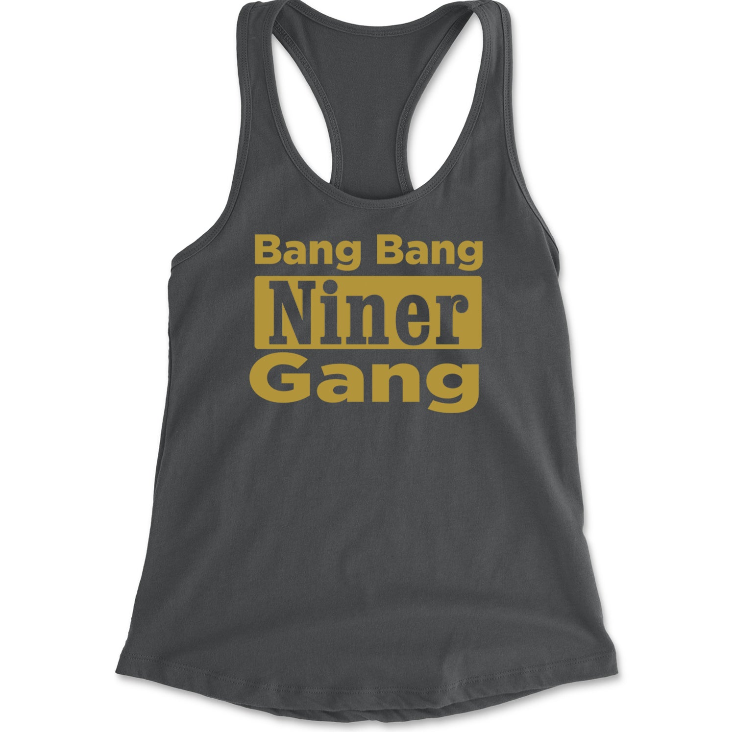 Bang Bang Niner Gang San Francisco Racerback Tank Top for Women Charcoal Grey