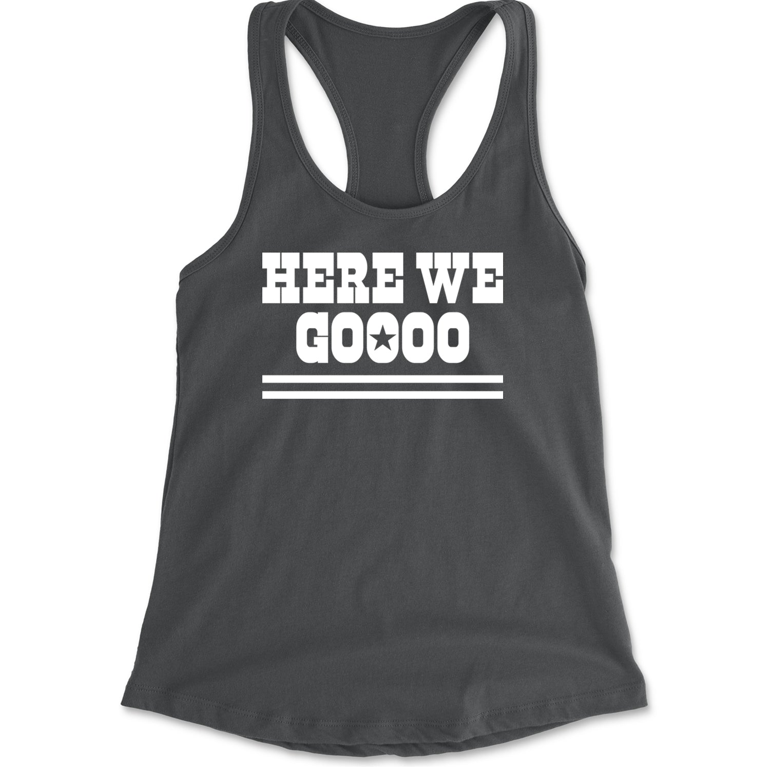 Here We Go Dem Boys Dallas Football Racerback Tank Top for Women Charcoal Grey