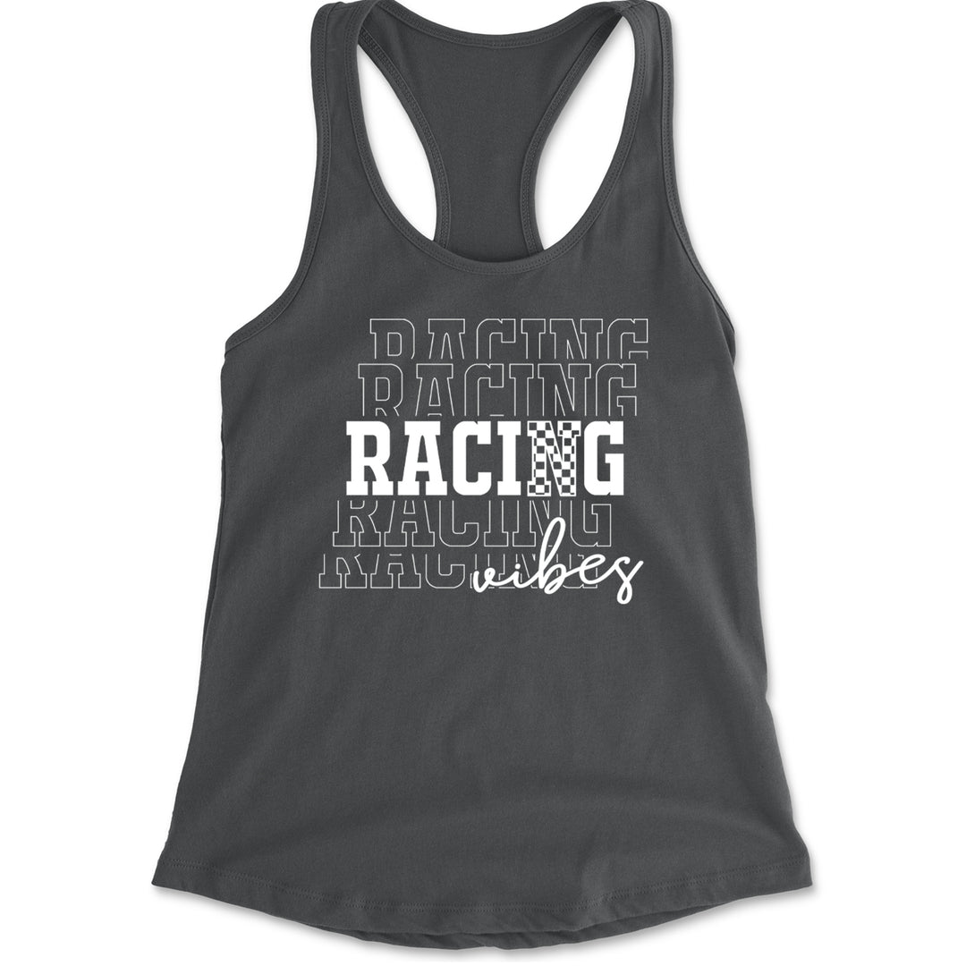 Racing Vibes Racerback Tank Top for Women Charcoal Grey