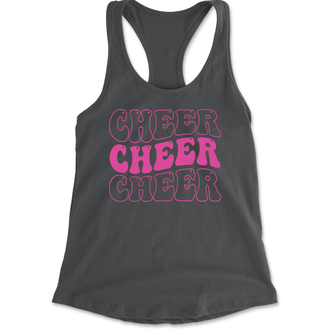 Cheer Cheer Cheer Racerback Tank Top for Women Charcoal Grey