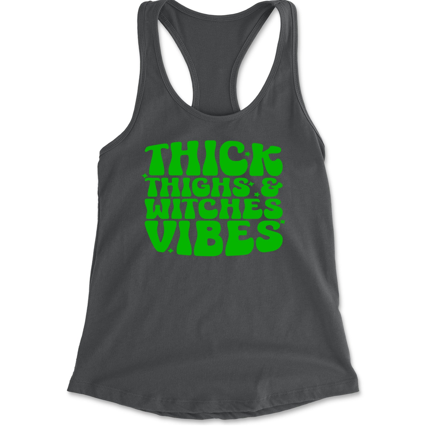 Thick Thighs And Witches Vibes Racerback Tank Top for Women Charcoal Grey