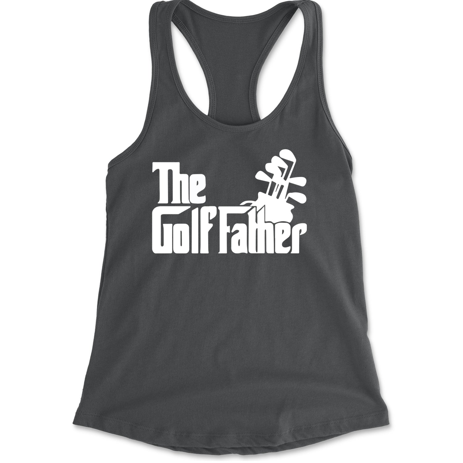 The Golf Father Golfing Dad  Racerback Tank Top for Women Charcoal Grey