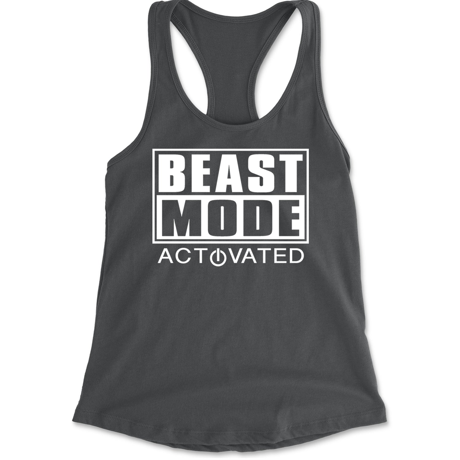 Activated Beast Mode Workout Gym Clothing Racerback Tank Top for Women Charcoal Grey