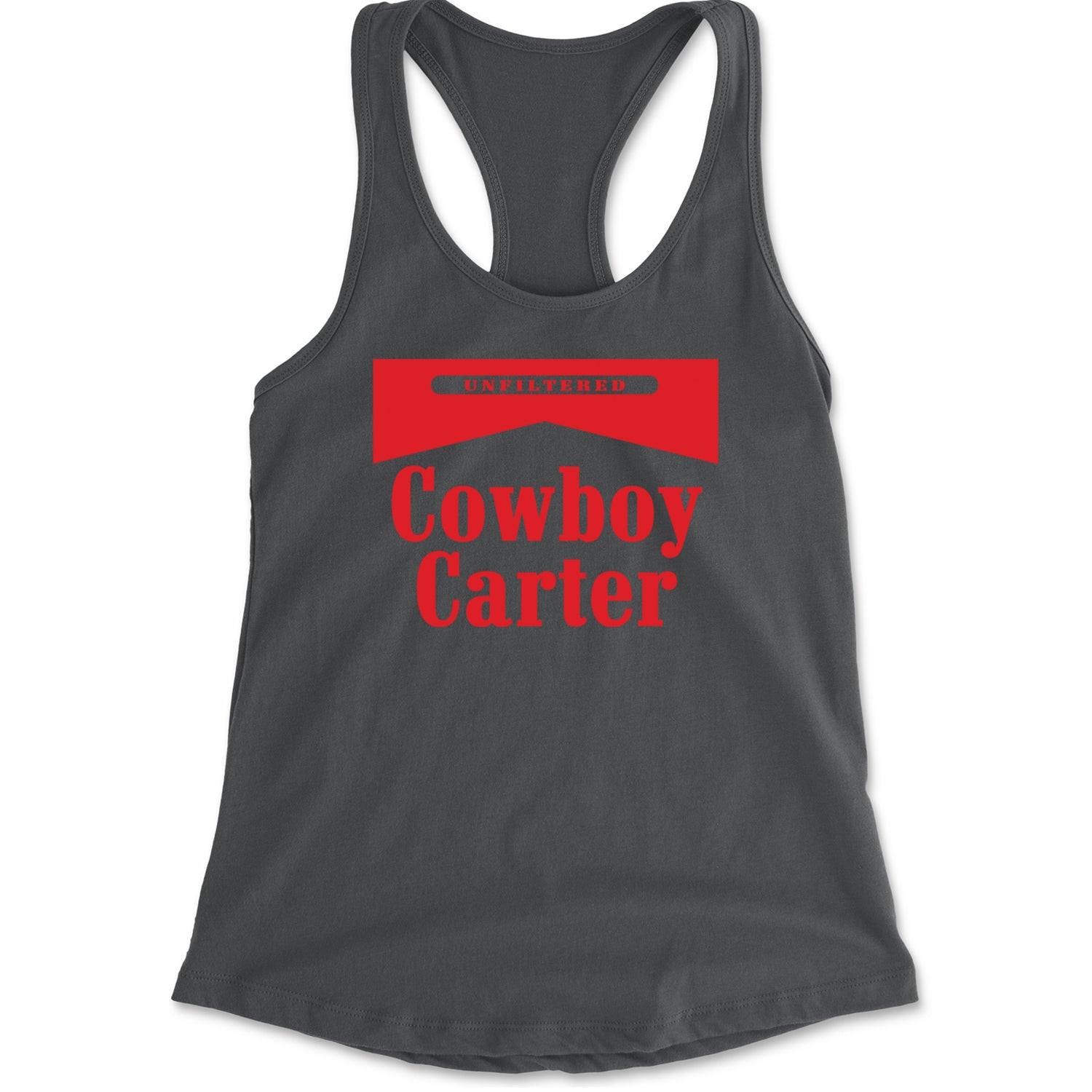 Cowboy Karter Country Act Two Racerback Tank Top for Women Charcoal Grey