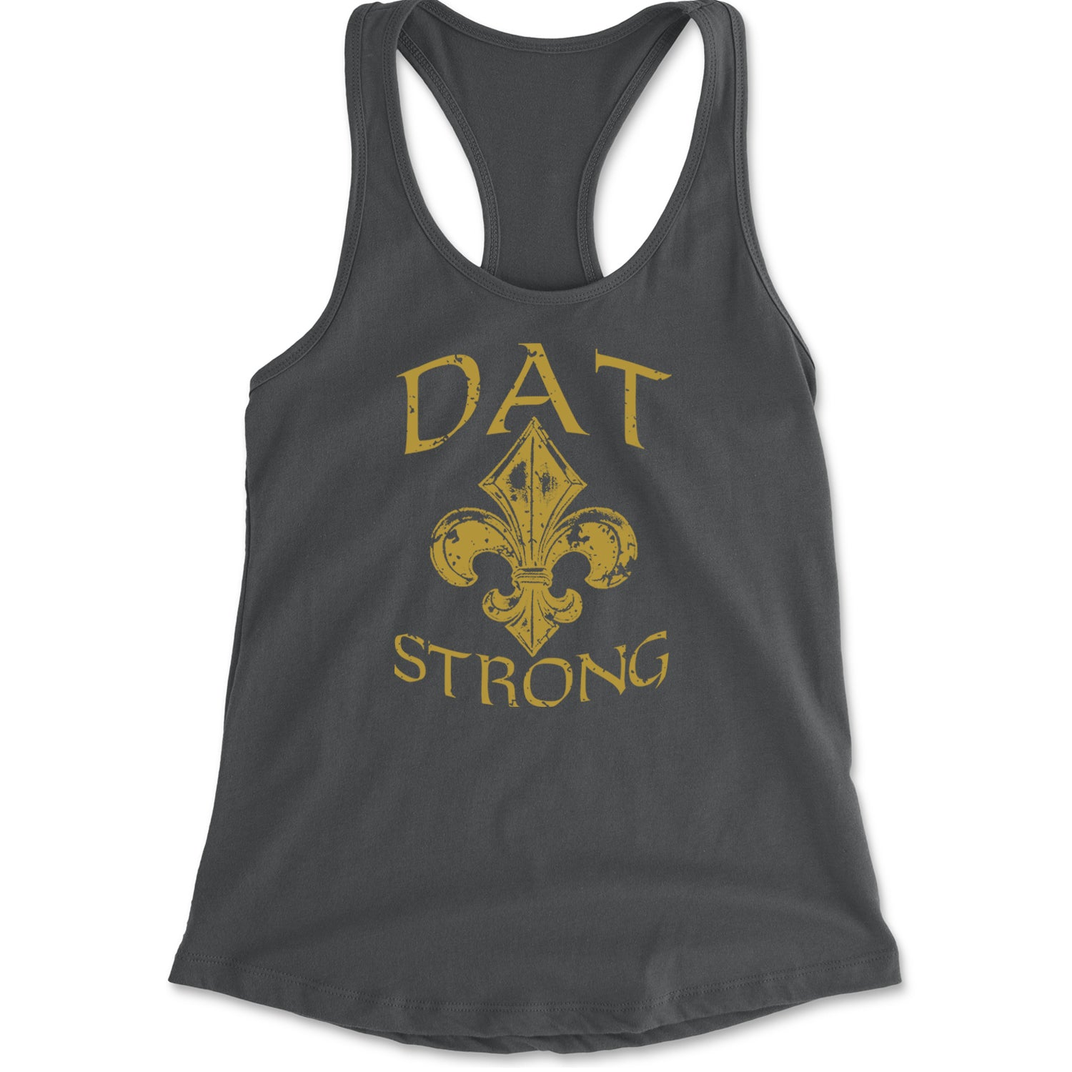 Dat Strong New Orleans   Racerback Tank Top for Women Charcoal Grey