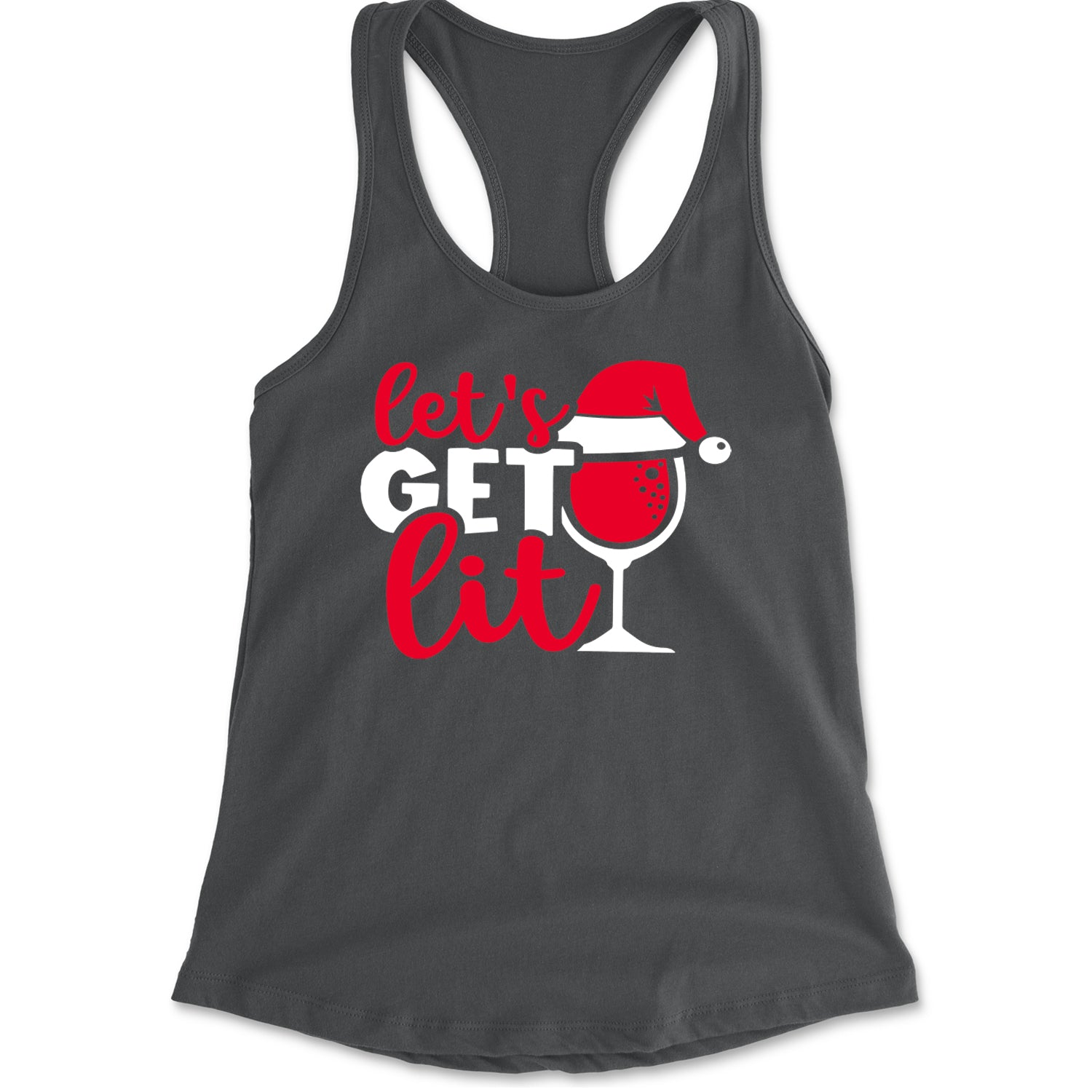 Let’s Get Lit Racerback Tank Top for Women Charcoal Grey