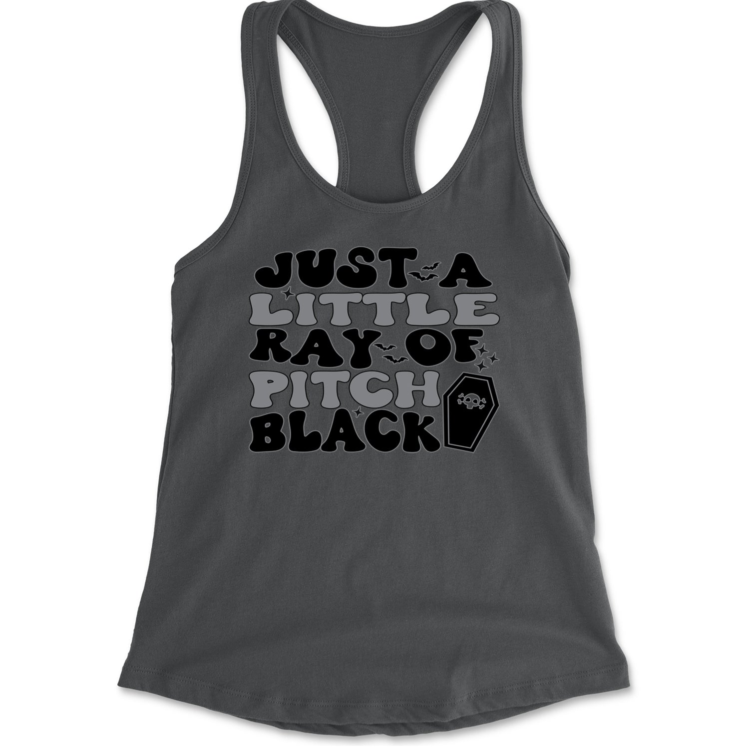 Just A Little Ray of Pitch Black Racerback Tank Top for Women Charcoal Grey