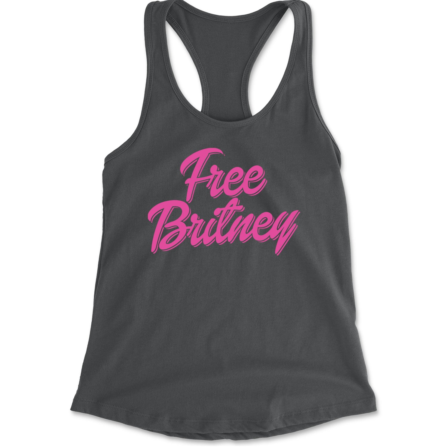 Pink Free Britney Racerback Tank Top for Women Charcoal Grey